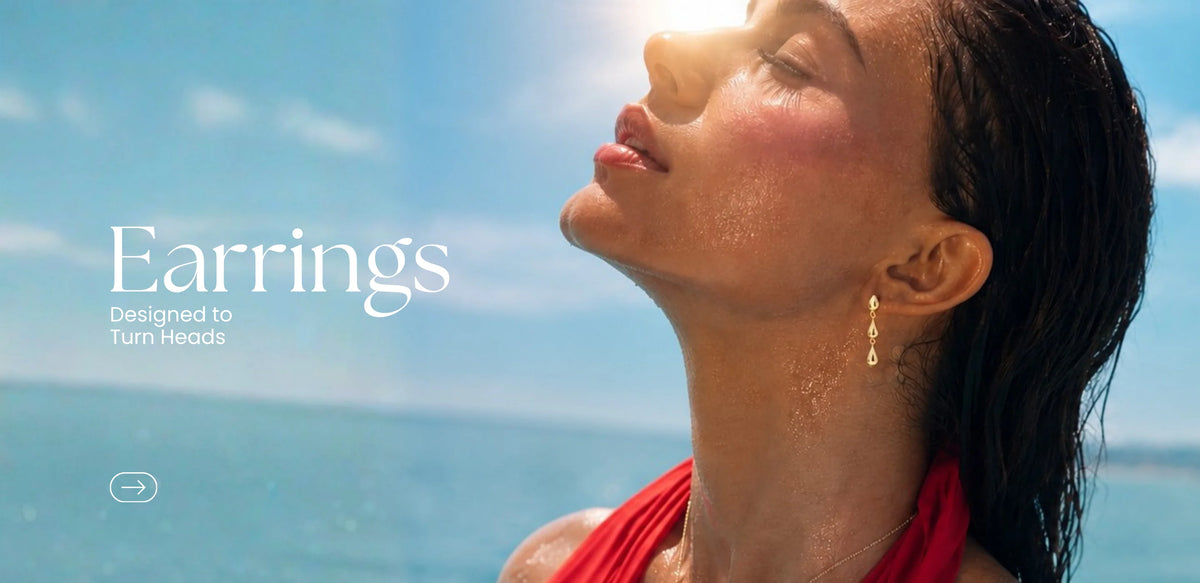 9K gold earrings collection lightweight studs hoops drops fine jewellery display | Nayore
