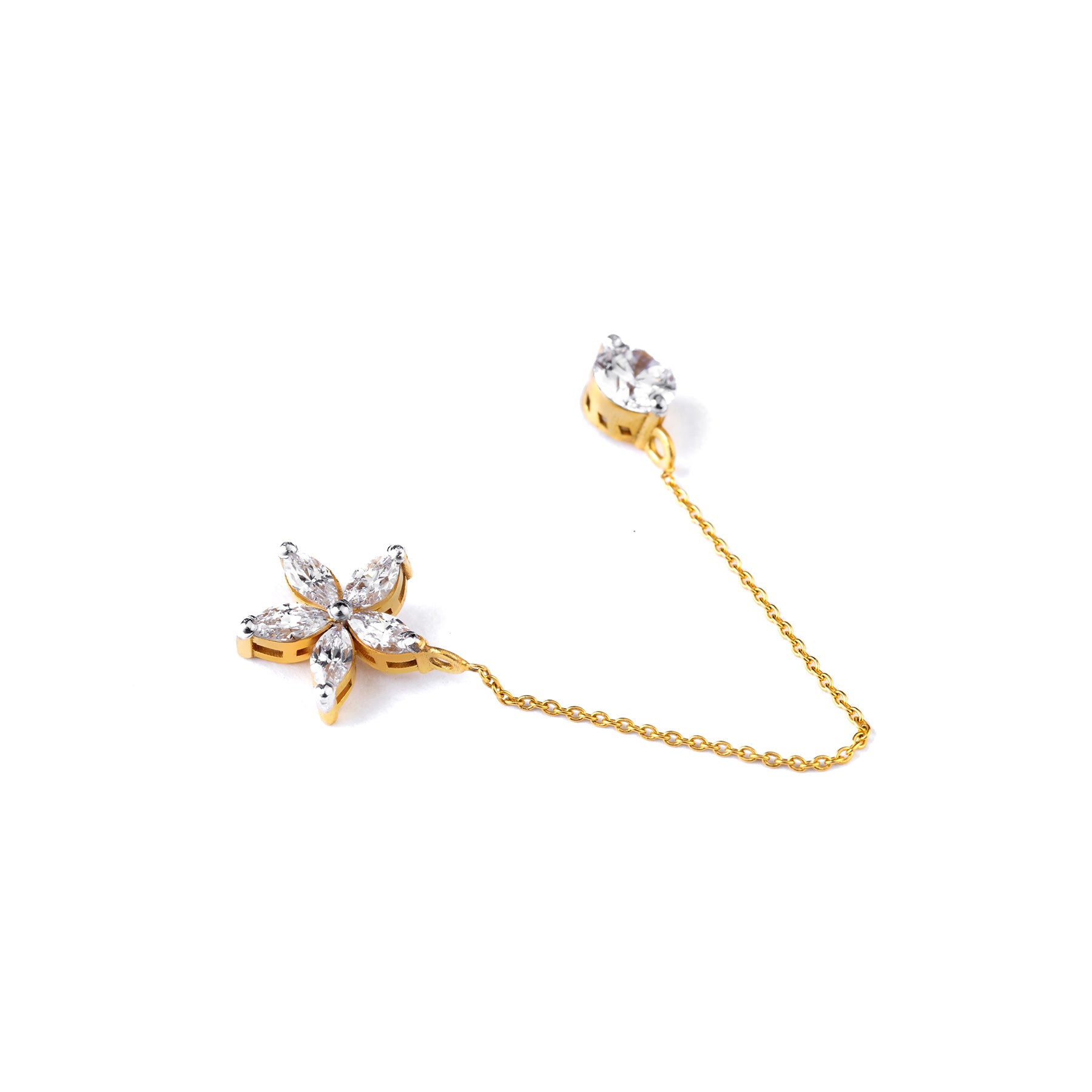 9K gold Liaison earrings connected hoops lightweight for women India | Nayore