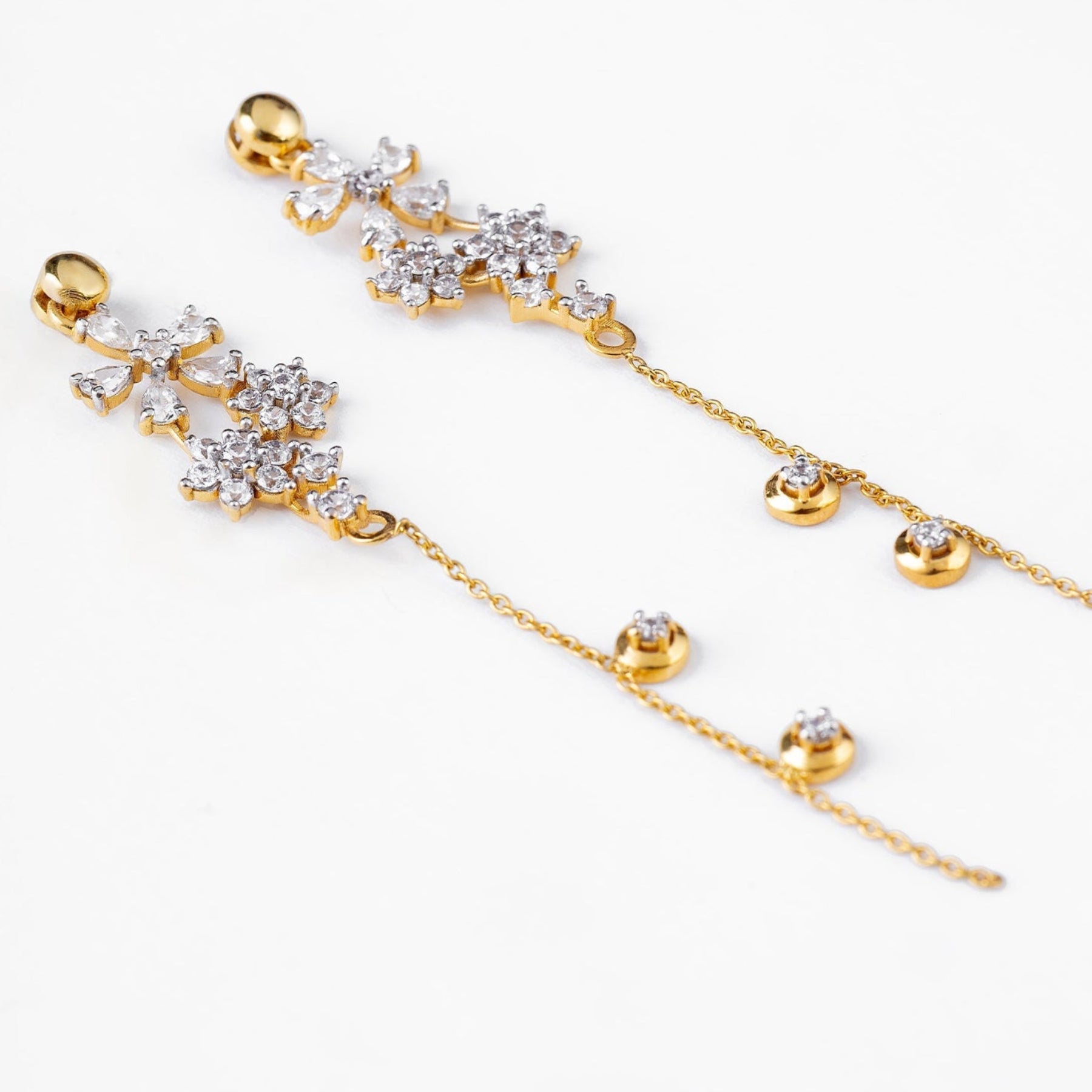 9K gold Etoira earrings elegant drops lightweight for women India | Nayore
