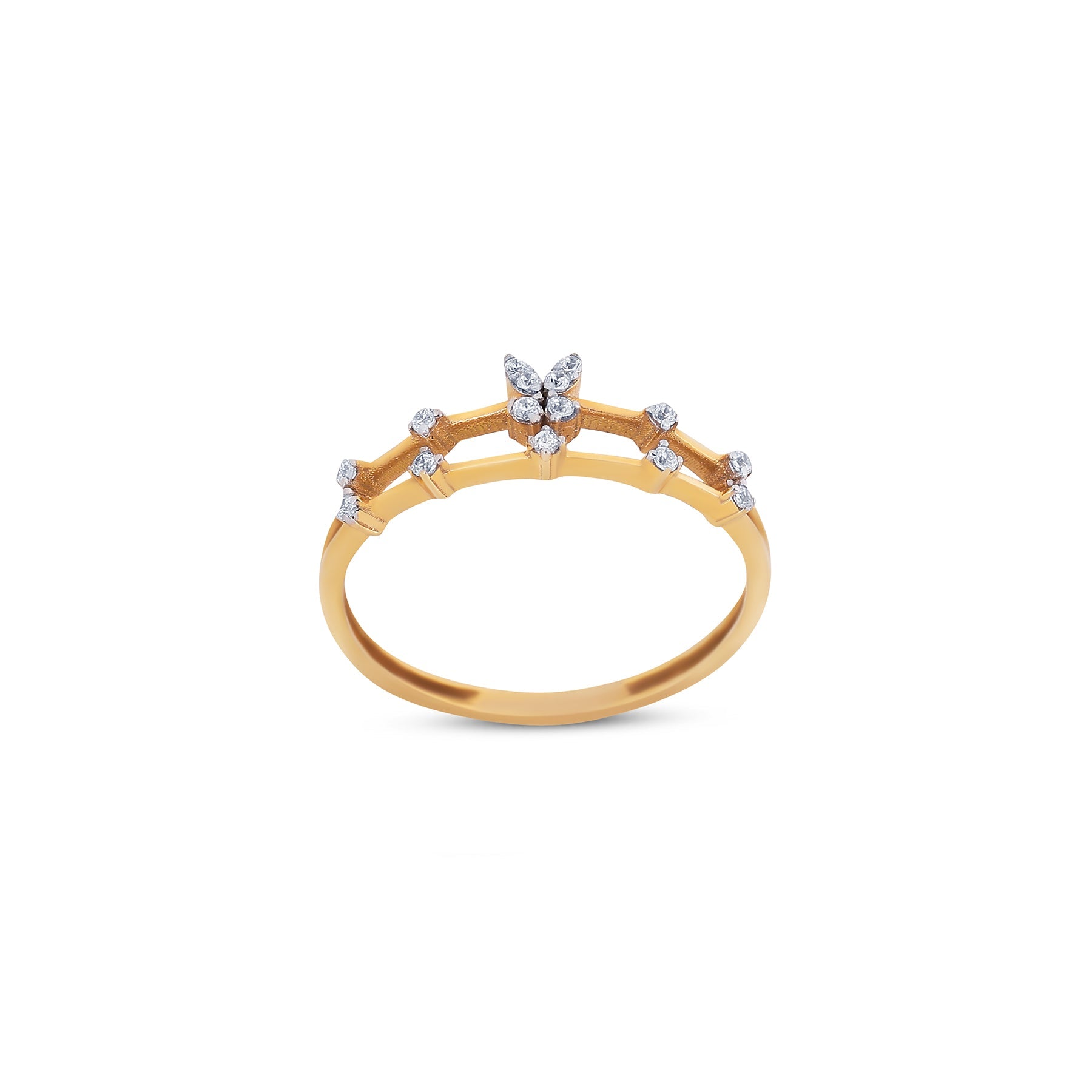 9K gold Elira ring elegant lightweight fine gold for women India | Nayore