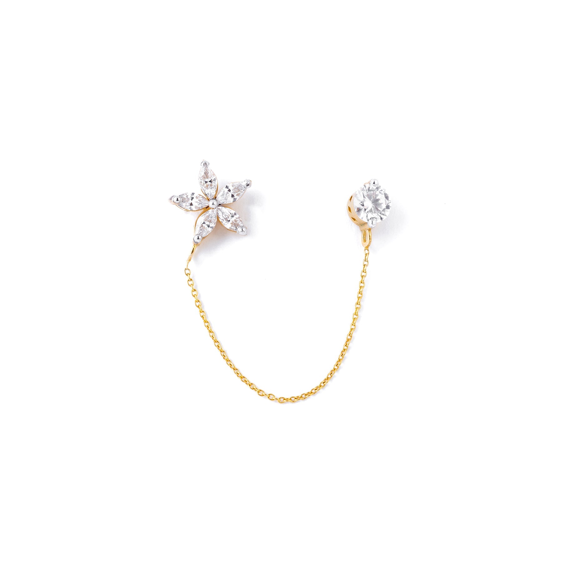 9K gold Liaison earrings connected hoops lightweight for women India | Nayore