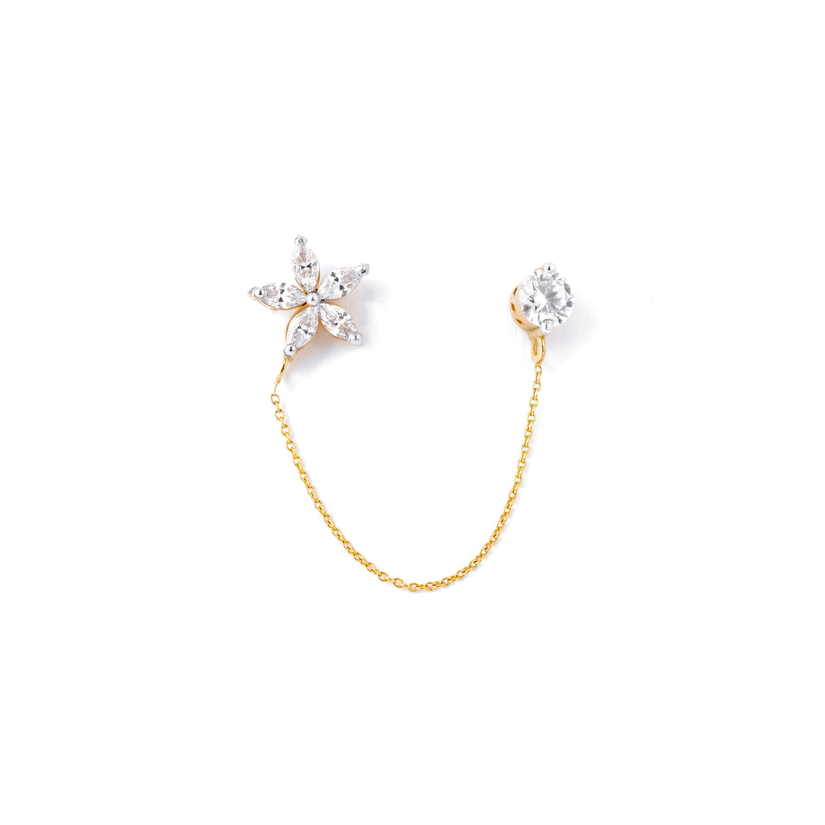 9K gold Liaison earrings connected hoops lightweight for women India | Nayore