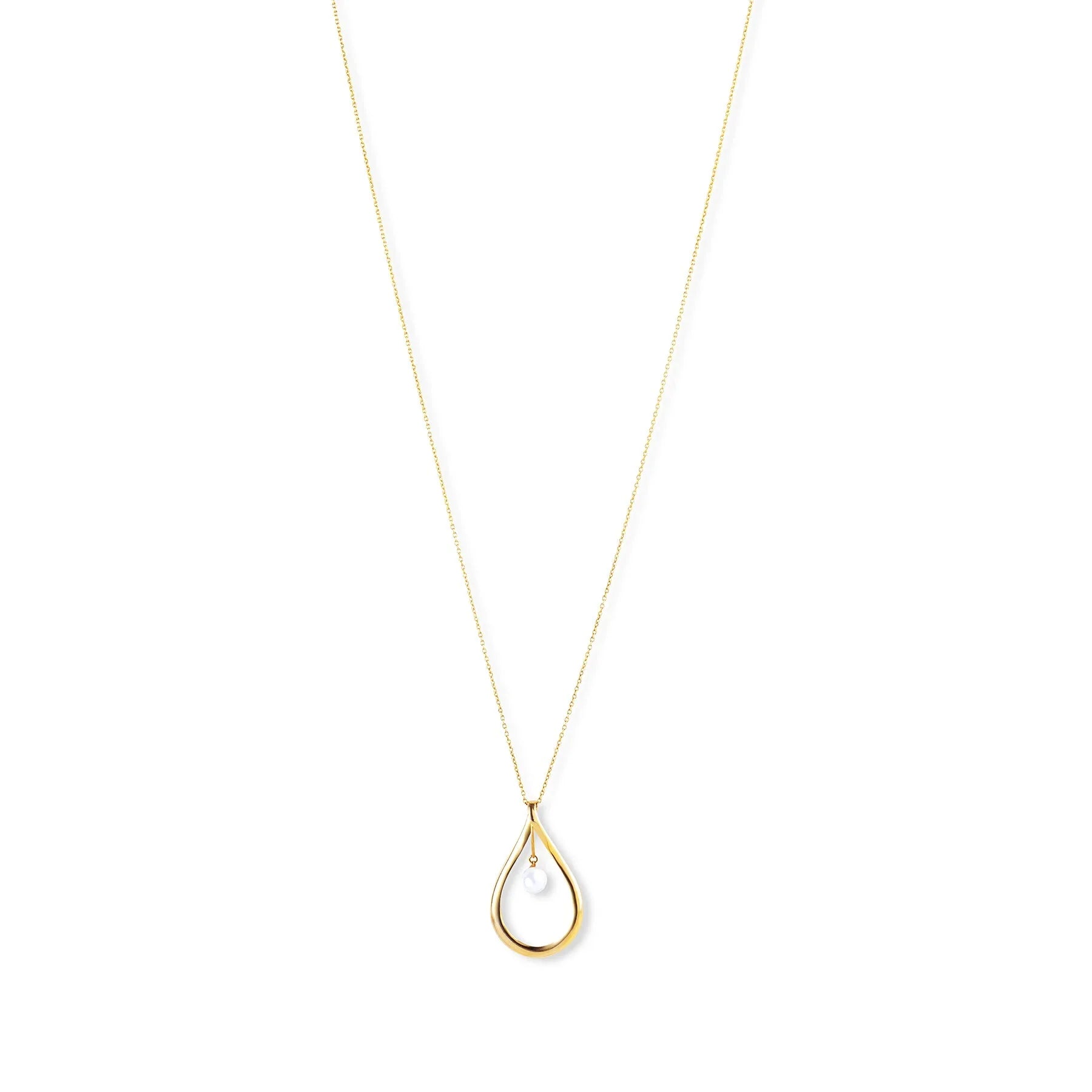 9K gold Aeris necklace pearl suspended curve lightweight for women India | Nayore