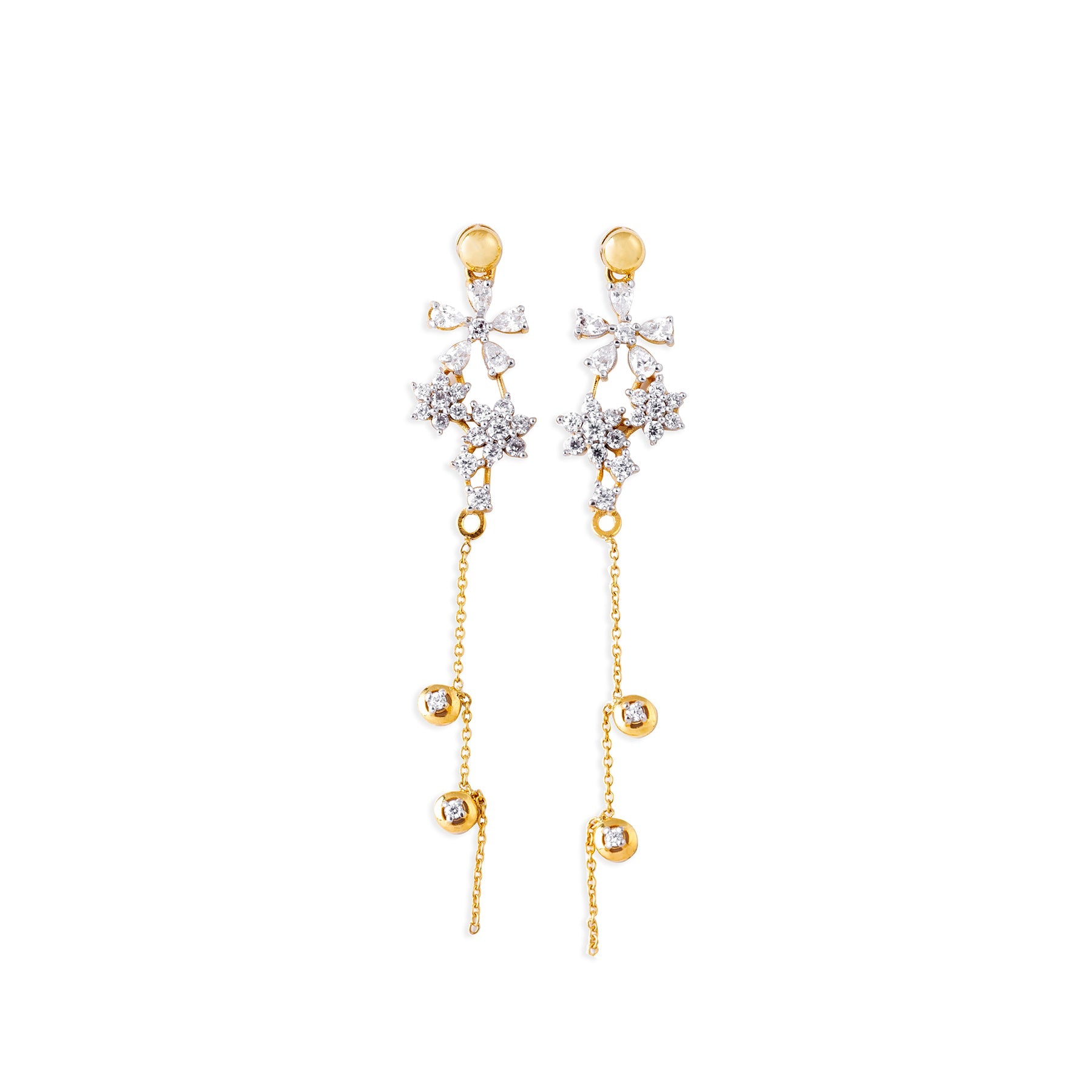 9K gold Etoira earrings elegant drops lightweight for women India | Nayore