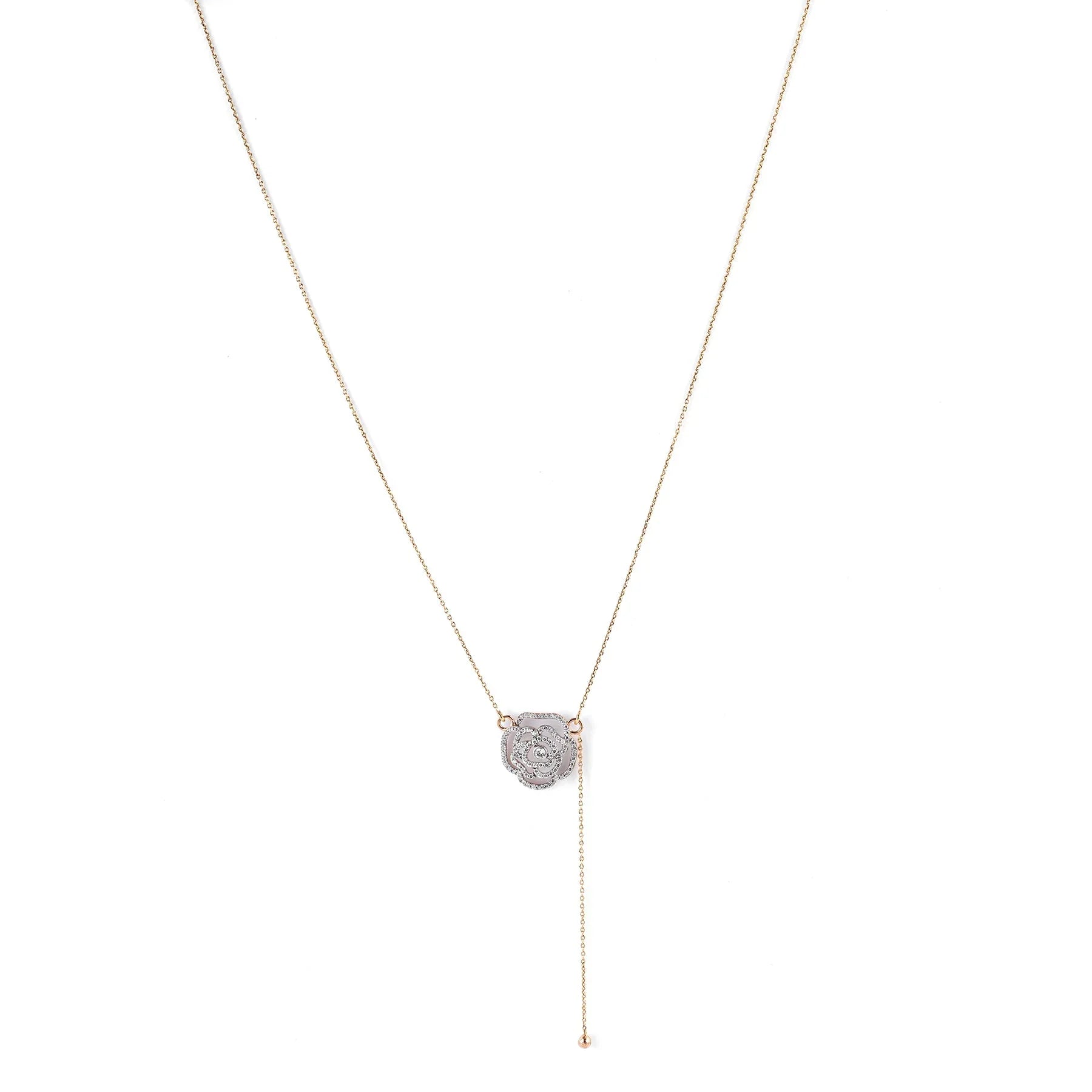 9K gold Rosel necklace rose gold tone lightweight for women India | Nayore