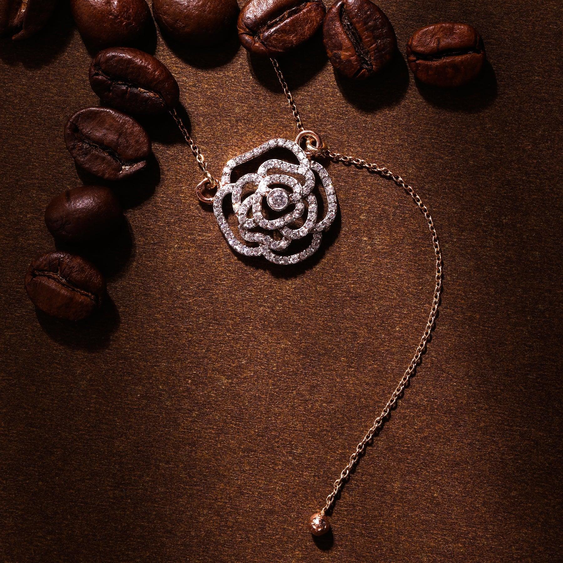 9K gold Rosel necklace rose gold tone lightweight for women India | Nayore